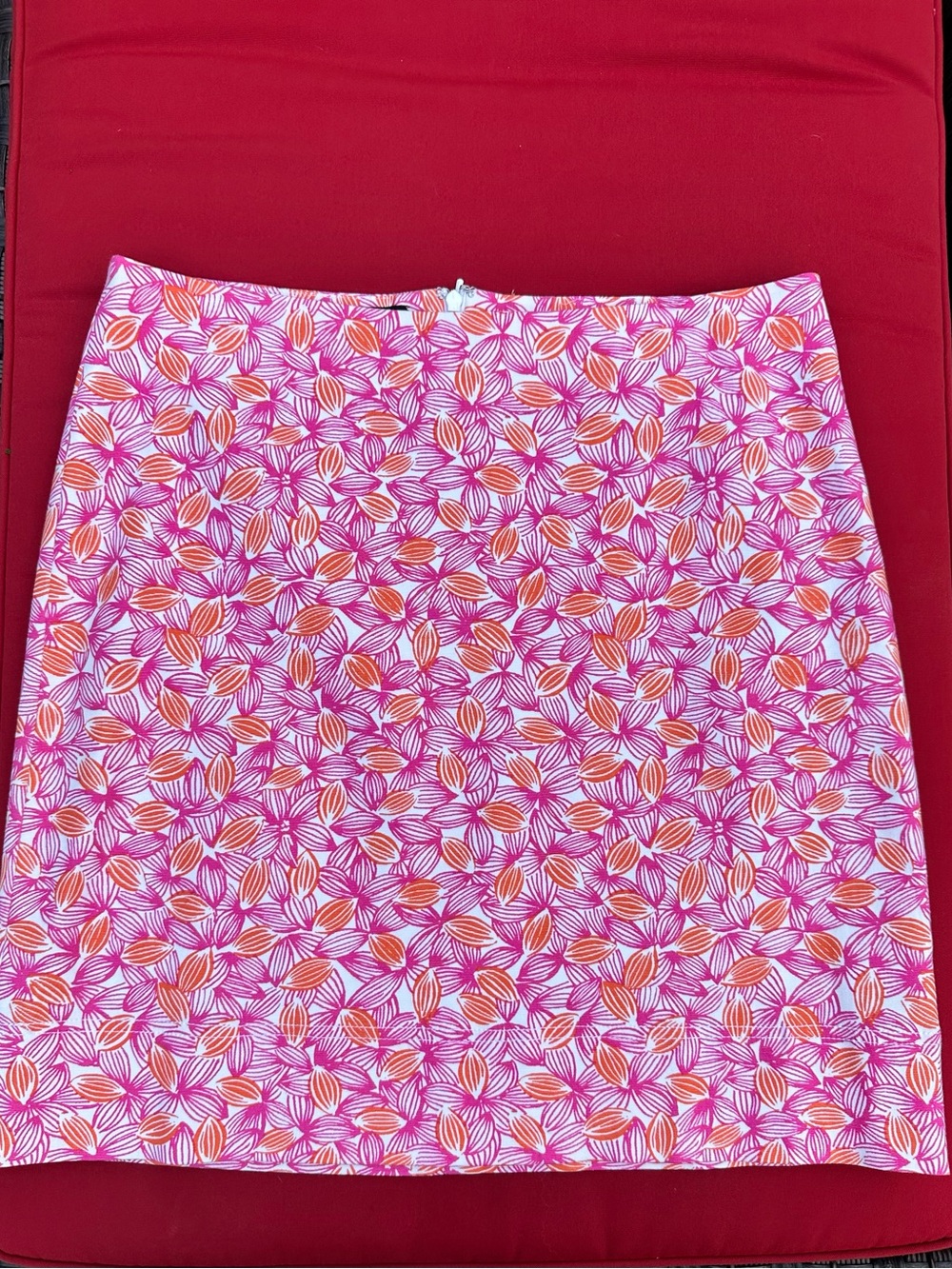 Talbots A-Line Pink & Orange Floral Print Womens Skirt